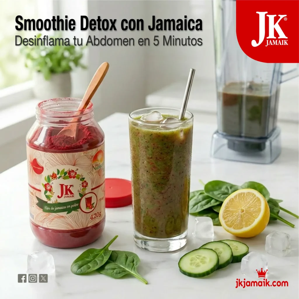 Smoothie Detox con Jamaica- Desinflama tu Abdomen en 5 Minutos